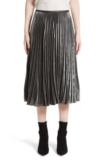 Women's Lafayette 148 New York Ranella Velvet Skirt - Grey