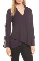 Women's Karen Kane Tie Sleeve Faux Wrap Top - Purple