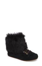 Women's Ugg Antoine Fur Cuff Sneaker .5 M - Black