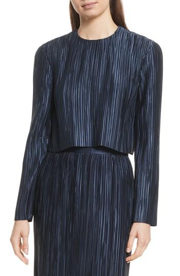 Women's Tibi Cropped Plisse Top - Blue