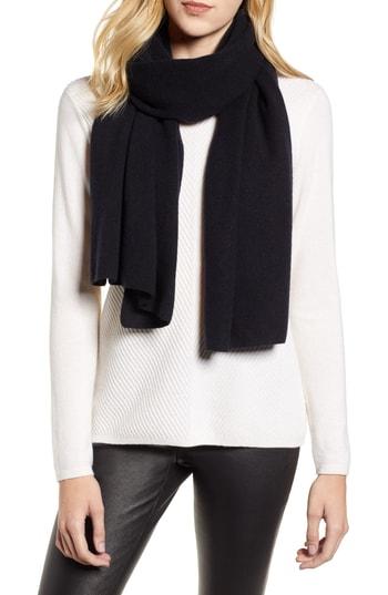 Women's Halogen Solid Cashmere Scarf, Size - Black
