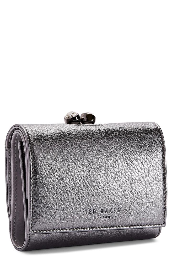 Women's Ted Baker London Valery Metallic Leather Bobble Wallet - Black
