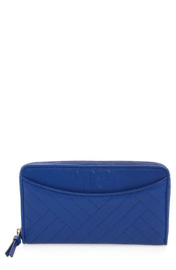Women's Tory Burch Quilted Lambskin Continental Wallet - Blue
