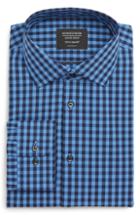 Men's Nordstrom Men's Shop Tech-smart Extra Trim Fit Stretch Check Dress Shirt - 34/35 - Blue
