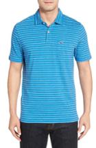Men's Vineyard Vines Open Feeder Stripe Polo, Size - Blue