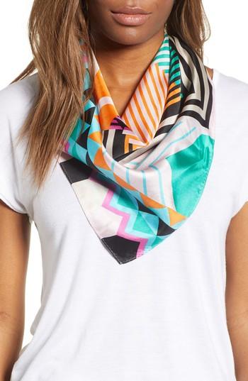 Women's Echo Tassie Square Silk Scarf, Size - Blue/green