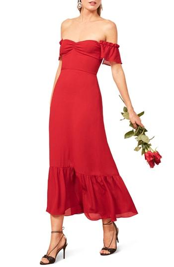Women's Reformation Butterfly Midi Dress - Red