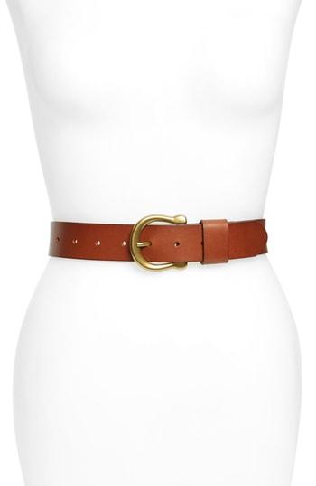 Women's Treasure & Bond Horseshoe Buckle Leather Belt - Cognac