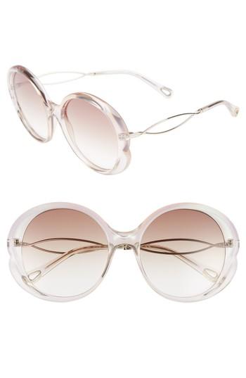 Women's Chloe Petal 57mm Gradient Round Sunglasses - Iridescent Nude