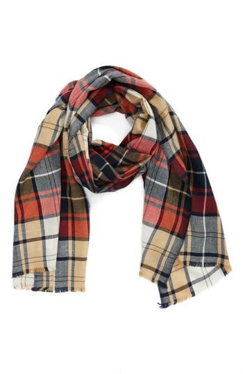 Women's Sole Society Oversize Plaid Scarf, Size - Beige