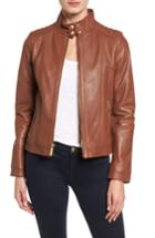 Women's Michael Michael Kors Leather Moto Jacket - Brown