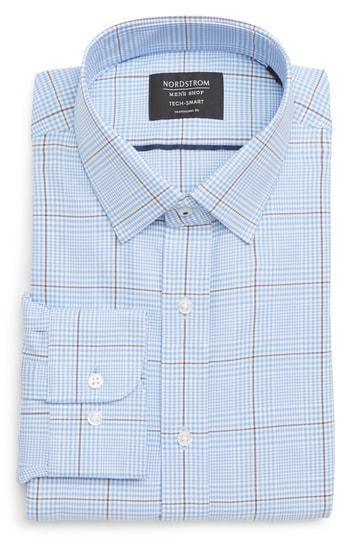 Men's Nordstrom Men's Shop Tech-smart Traditional Fit Plaid Dress Shirt .5 32/33 - Blue