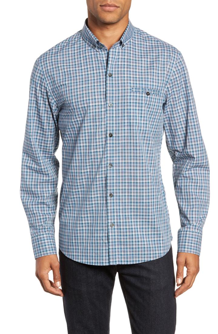 Men's Zachary Prell Godinez Check Sport Shirt - Blue