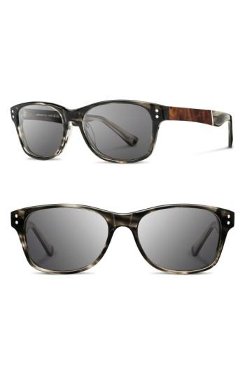 Men's Shwood 'cannon' 54mm Polarized Acetate & Wood Sunglasses - Grey/ Elm Bur/ Grey