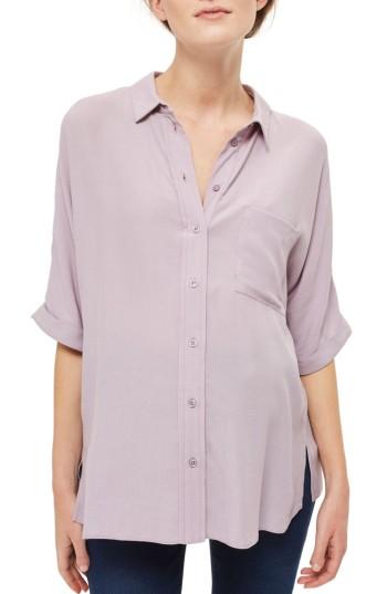 Women's Topshop Kady Roll Sleeve Maternity Top Us (fits Like 2-4) - Purple