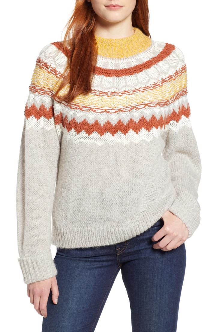 Women's Caslon Chunky Jacquard Sweater, Size - Brown