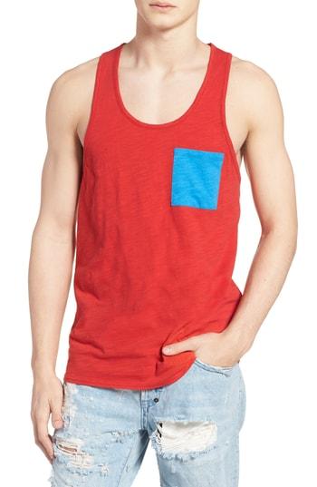 Men's The Rail Contrast Pocket Tank - Red