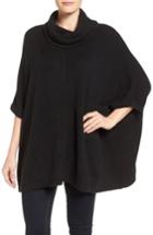 Petite Women's Caslon Cowl Neck Sweater Poncho /small P - Black