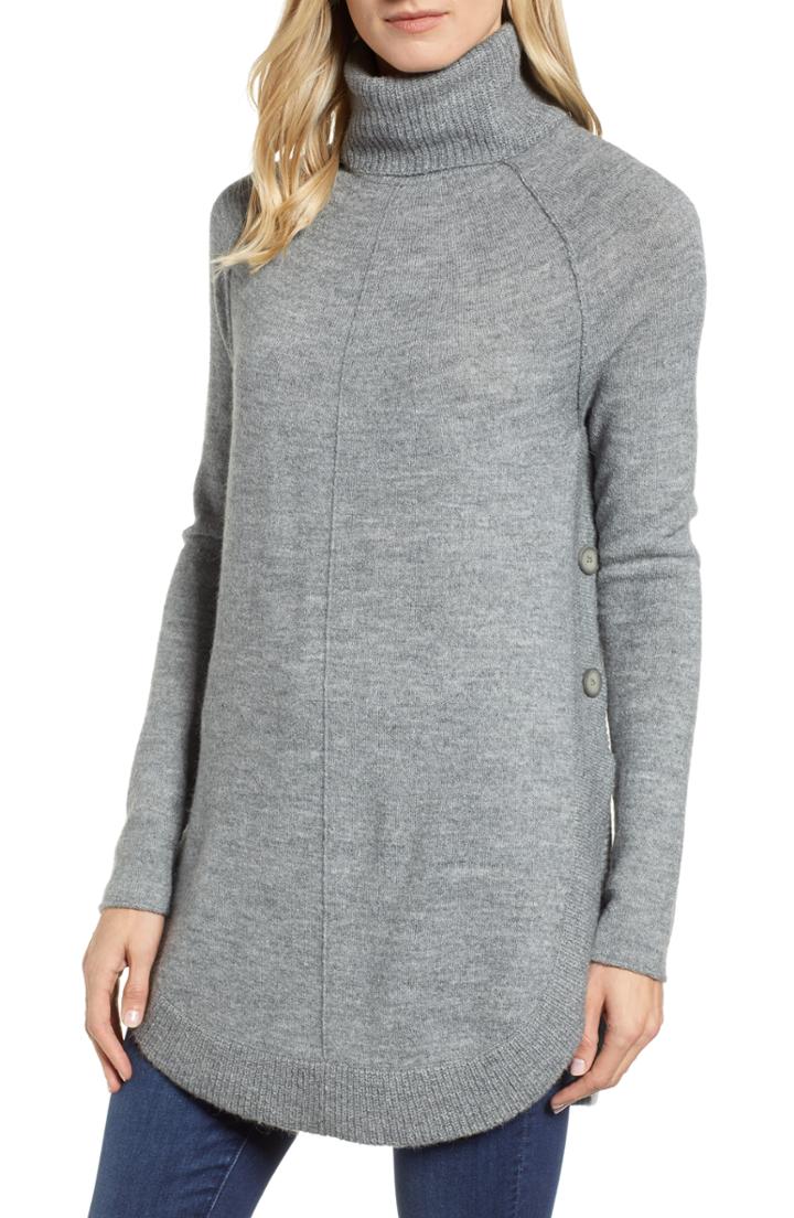 Women's Caslon Turtleneck Tunic Top - Grey