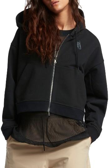 Women's Nike Lab Essentials Crop Hoodie - Black
