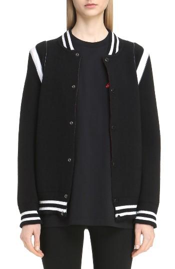 Women's Givenchy Contrast Knit Trim Logo Bomber Jacket