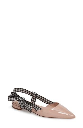 Women's Miu Miu Slingback Bow Pointy Toe Flat .5us / 37.5eu - Pink