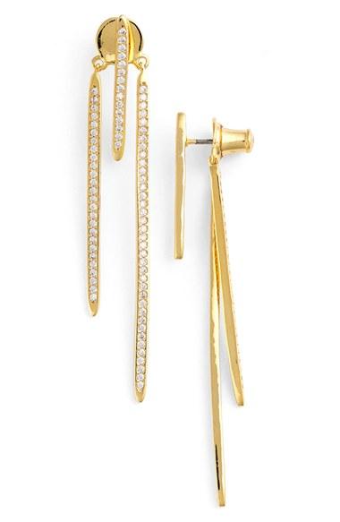 Women's Cz By Kenneth Jay Lane Pave Cubic Zirconia Linear Drop Back Earrings