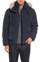 Men's Andrew Marc Insulated Jacket With Genuine Coyote Fur - Blue