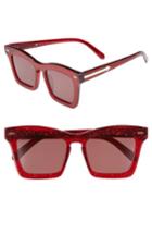 Women's Karen Walker Banks 51mm Rectangular Sunglasses - Red Glitter