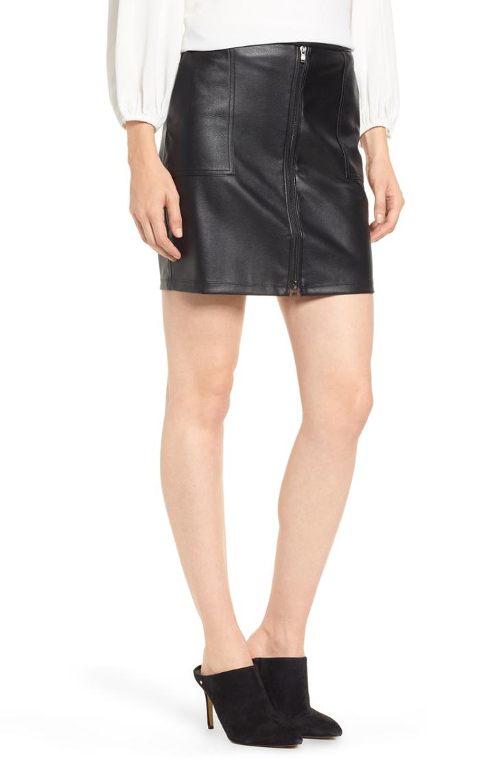 Women's David Lerner Zip Front Faux Leather Miniskirt - Black