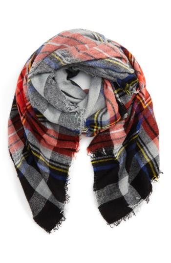 Women's David & Young Contrast Plaid Square Scarf