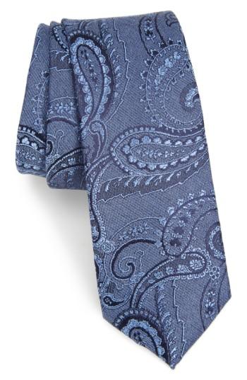 Men's Calibrate Vela Paisley Silk Blend Tie, Size - Blue