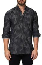 Men's Maceoo Trim Fit Print Sport Shirt (xxl) - Black