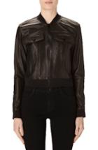 Women's J Brand Harlow Crop Leather Bomber Jacket - Black