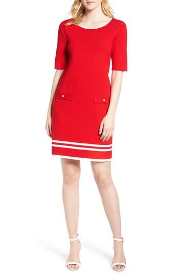 Women's Ann Klein New York Stripe Border Knit Sheath Dress