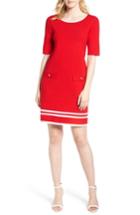 Women's Ann Klein New York Stripe Border Knit Sheath Dress