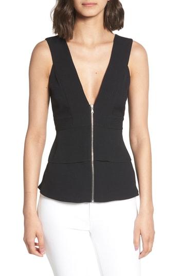 Women's Trouve Trapunto Zip Front Sleeveless Top, Size - Black