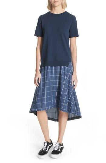 Women's Clu Mixed Media A-line Midi Dress - Blue