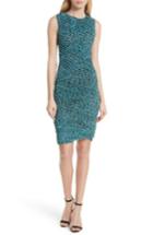 Women's Dvf Bias Mesh Overlay Body-con Dress - Blue/green