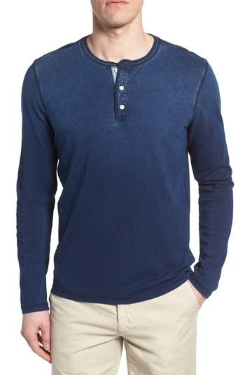 Men's Ag Clyde Slim Fit Cotton Henley - Blue