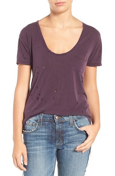 Women's Joe's Jeans Gilles Destroyed Silk Blend Tee - Purple
