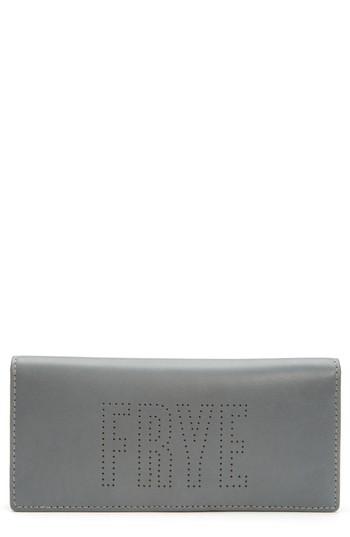 Women's Frye Carson Perforated Logo Slim Leather Wallet - Grey