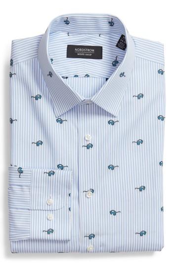 Men's Nordstrom Men's Shop Trim Fit Sunglasses Print Dress Shirt 32/33 - Blue