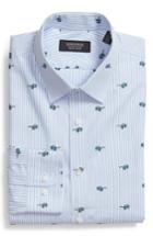 Men's Nordstrom Men's Shop Trim Fit Sunglasses Print Dress Shirt 32/33 - Blue