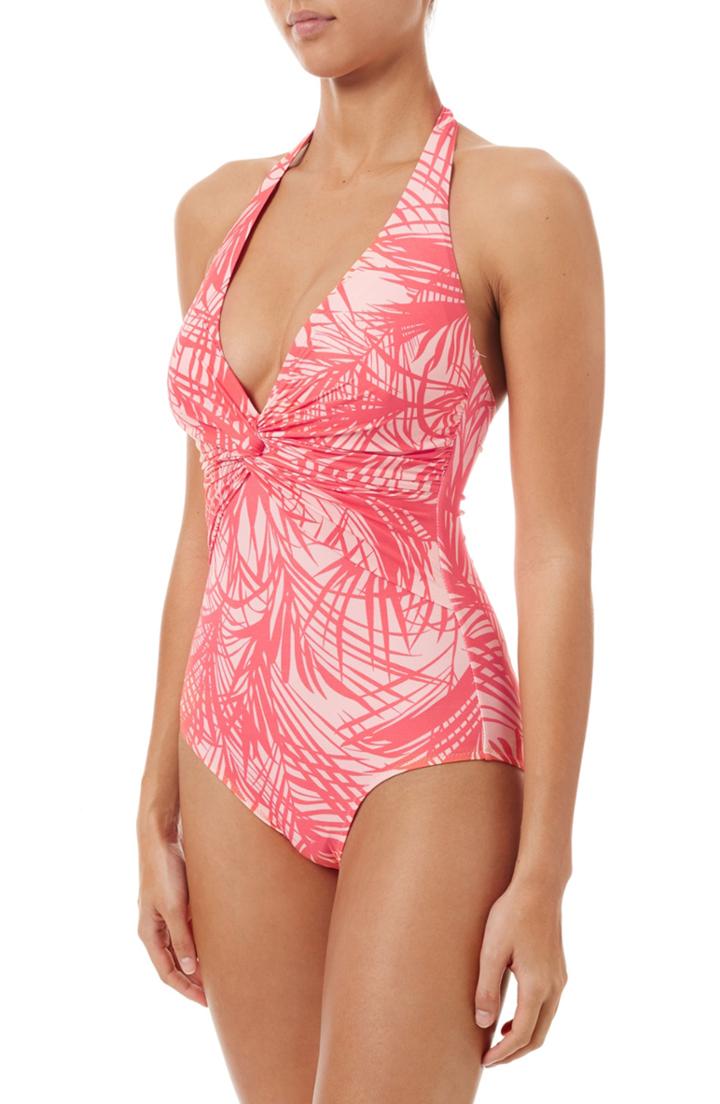 Women's Topshop Twist Side Swimsuit Us (fits Like 0-2) - Green