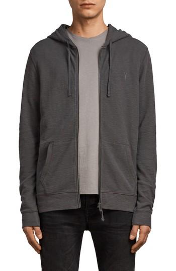 Men's Allsaints Clash Cotton Zip Hoodie, Size - Grey