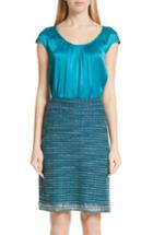 Women's St. John Collection Scoop Neck Liquid Crepe Blouse - Blue