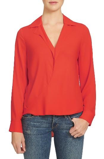 Women's 1.state Surplice Crepe Blouse, Size - Red