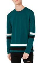 Men's Topman Contrast Stripe Long Sleeve T-shirt - Green