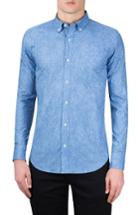 Men's Bugatchi Classic Fit Abstract Print Sport Shirt, Size - Blue